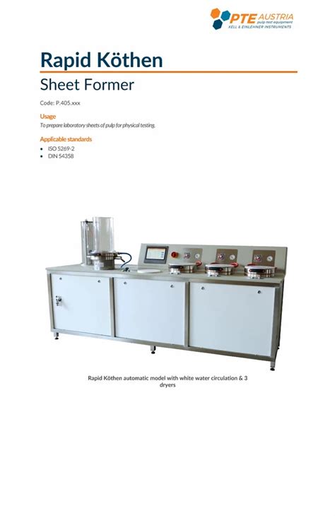 Advanced Rapid Kothen Style Sheet Formers 